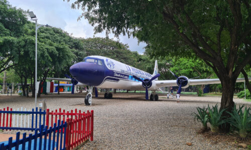 Fully intact aircraft on display in Vallupar Park.