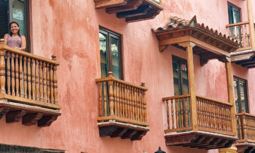 conic Cartagena balconies showcase the city's colonial charm.